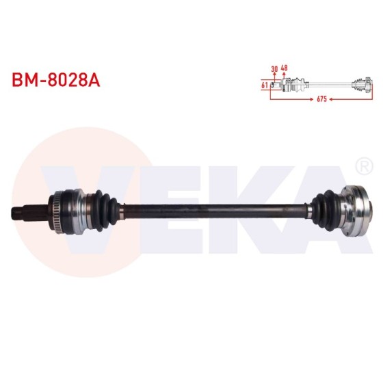 VEKA Bmw Komple Aks Sag Arka Bmw X3 (E83) 2.0 D Absli 48 Dis Uzunluk 675 Mm 2004-2010 - Kod BM-8028A - OEM 33207524044 ürün görseli