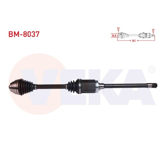 VEKA Bmw Komple Aks Sag ON 3 Serisi (F30) 320 D Xdrive A-t / M-t Uzunluk 841 Mm 2011 - Kod BM-8037 - OEM 31607597694 ürün görseli