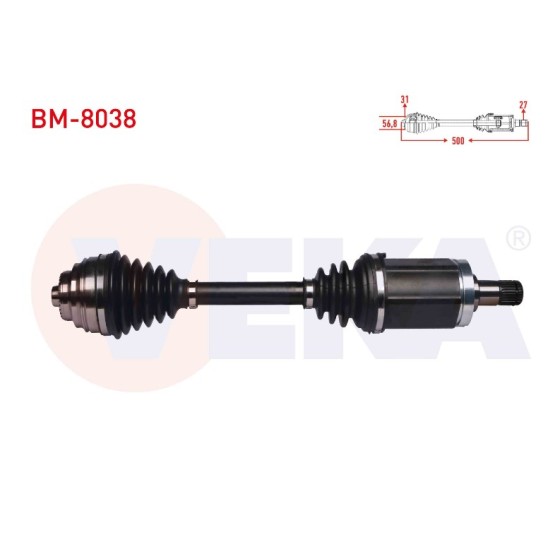 VEKA Komple Aks Sol ON Bmw X1 (E84) 2.0 D Xdrive A-t / M-t Uzunluk 500 Mm 2011 - Kod BM-8038 - OEM 31607605511 ürün görseli