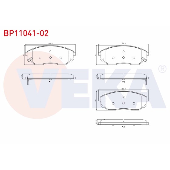 İthal Fren Balata ON Ikazli Kia Sorento I (JC) 2.4i 2002-2009 / Kia Sorento I (JC) 2.5 CRDI 2002-2009 - Kod BP11041-02 - OEM 58101-3ED00 ürün görseli