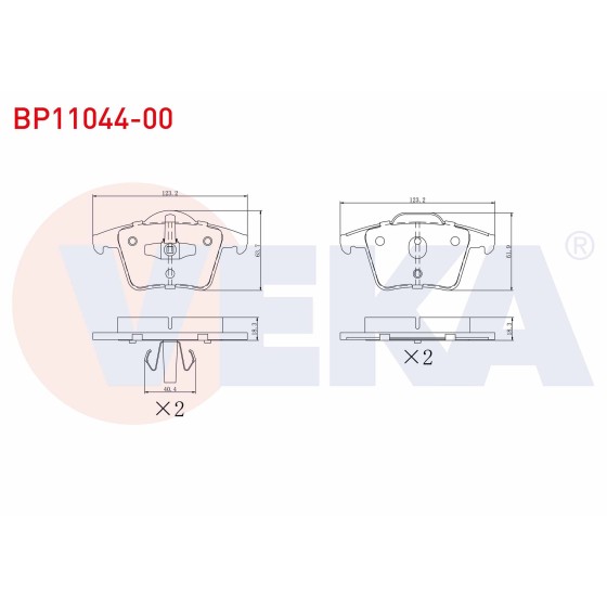 VEKA Fren Balata Arka Volvo XC90 I 2.5 T 2002-2014 - Kod BP11044-00 - OEM 30793093 ürün görseli