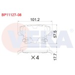 VEKA Fren Balata Arka Ikazli Chrysler 300c 2004- / Lancia Thema (LX) 3.0 2011-2014 - Kod BP11127-08 - OEM 05139191AA