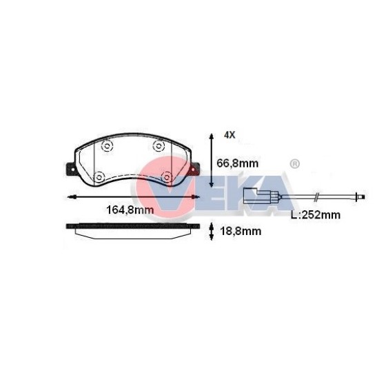 VEKA Fren Balata Fisli ON Ford Transit (V347) 2.4 TDCI (Arkadan Cekisli) 18.80mm 2006-2014 - Kod BP11250-02 - OEM 1371402 ürün görseli