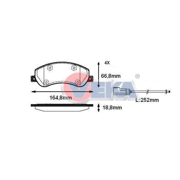 VEKA Fren Balata Fisli ON Ford Transit (V347) 2.4 TDCI (Arkadan Cekisli) 18.80mm 2006-2014 - Kod BP11250-02 - OEM 1371402