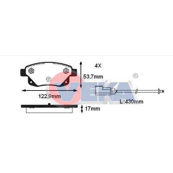 VEKA Fren Balata Fisli Arka Ford Transit (V347) 2.2 TDCI 18.80mm 2006-2014 6c11 2m008 AF - Kod BP11252-02 - OEM 1371454 ürün görseli