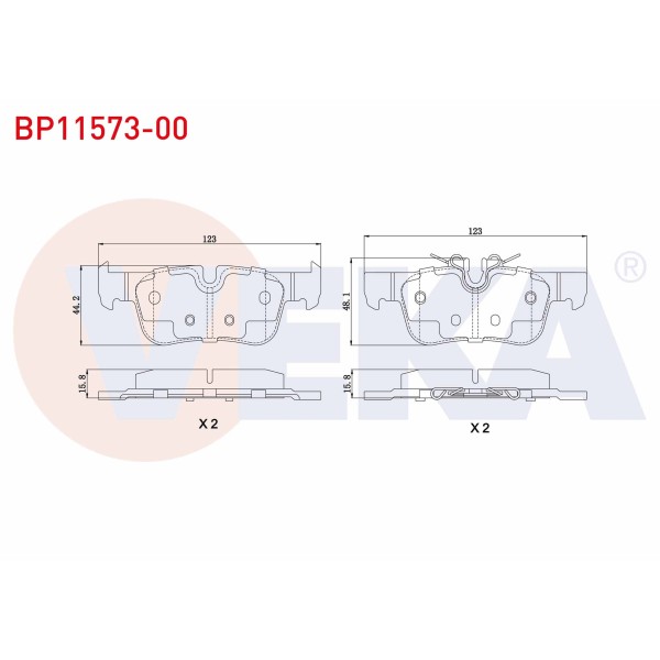 VEKA Arka Fren Balatası - 1f40-2 F48-x1 F49-x2 F39 Mini-f54-f60 - Kod BP11573-00 - OEM 34216859917