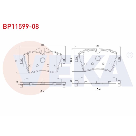 VEKA Fren Balatası - Bmw Fren Balatasi ÖN F48-bmw X2 F39-mini - Kod BP11599-08 - OEM 34106874034 ürün görseli