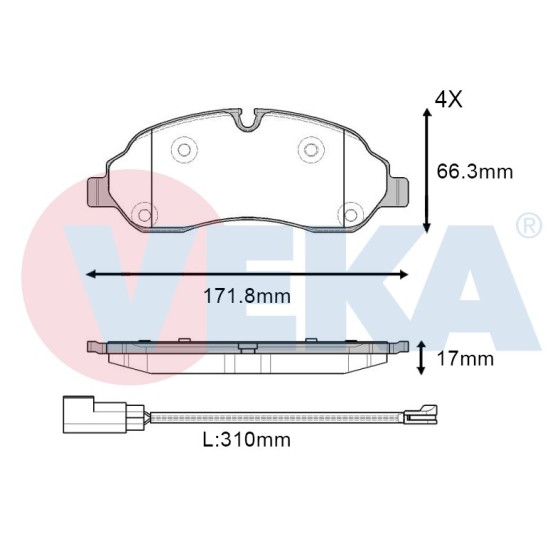 VEKA Fren Balata Fisli ON Ford Transit (Cift Teker) 2.2 TDCI 17.00mm 2014- MEBK3J 2k021 AA - Kod BP11602-02 - OEM 1829400 ürün görseli