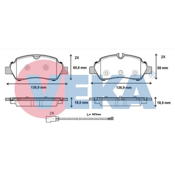 VEKA Fren Balata Fisli Arka Ford Transit (Cift Teker) 2.2 TDCI 17.00mm 2014 - Kod BP11605-00 - OEM CK4Z2200A ürün görseli