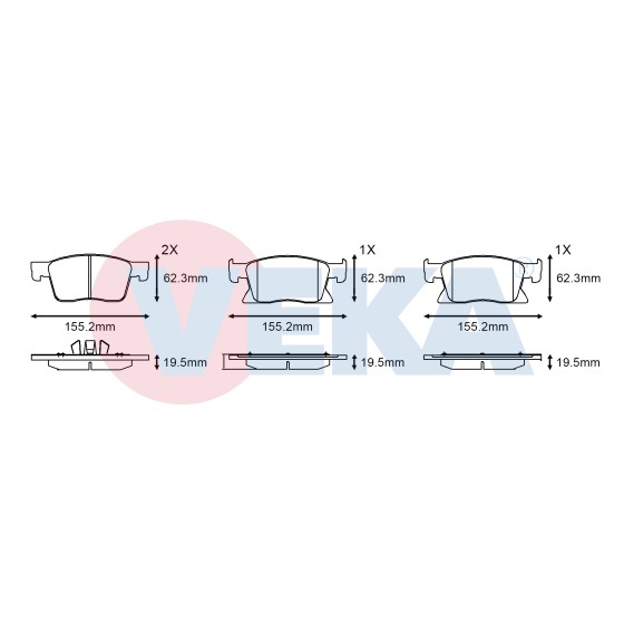 VEKA Fren Balatası - Ikazli ON Opel Astra K 1.6 CDTI 16 Jant 19.50mm 2015 - Kod BP11679-02 - OEM 13478301 ürün görseli
