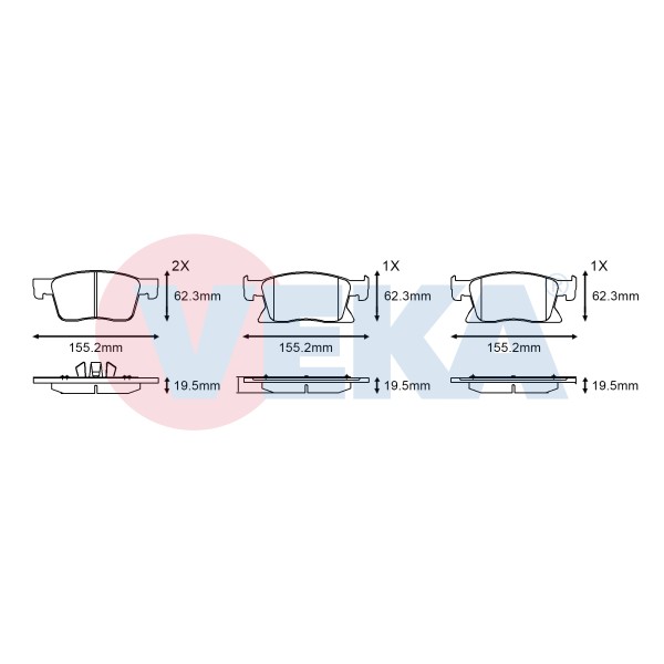 VEKA Fren Balatası - Ikazli ON Opel Astra K 1.6 CDTI 16 Jant 19.50mm 2015 - Kod BP11679-02 - OEM 13478301