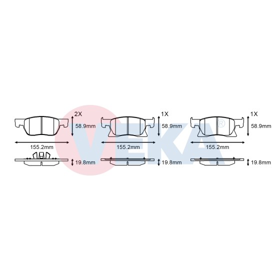 VEKA Fren Balatası - Ikazli ON Opel Astra K 1.6 CDTI 15 Jant 19.80mm 2015 - Kod BP11681-02 - OEM 13478300 ürün görseli