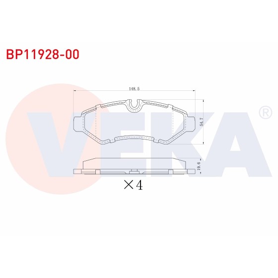 VEKA Fren Balata Arka Mercedes-benz Sprinter 3.5 T (907) 316 CDI 2018- / Mercedes-benz Sprinter 4T (907) 414 CDI 2018- Tek Teker - Kod BP11928-00 - OEM A9104203600 ürün görseli