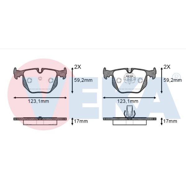 VEKA Fren Balata Arka Land Rover Rangerover Iii 3.0 TD 6 17.00mm 2002-2012 - Kod BP1381-30 - OEM 34211163833