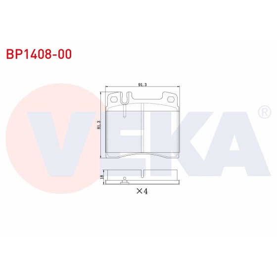 VEKA Fren Balata ON Mercedes-benz S Serisi (W140) S 320 1991-1998 / S Serisi (W140) S 300 1991-1998 - Kod BP1408-00 - OEM 24200320 ürün görseli
