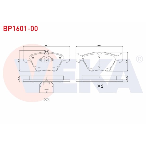 VEKA Fren Balata ON Mercedes-benz E Serisi (W210) E 280 1995-2002 / (W210) E 320 CDI Bp1601-00;fren Balata ON Mercedes-benz E Serisi (W210) E 280 1995-2002 / ( - Kod BP1601-00 - OEM 0034202920 ürün görseli