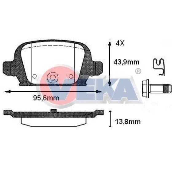VEKA Fren Balata Ikazli Arka Opel Combo C 1.3 CDTI 13.80mm 2001-2006 - Kod BP1835-02 - OEM 1605965 ürün görseli