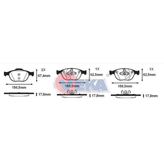 VEKA Fren Balata ON Ford Transit Ford Connect 1.8 TDCI 17.80mm 2002-2013 2t14 2k021 AC - Kod BP1984-00 - OEM 1355950 ürün görseli