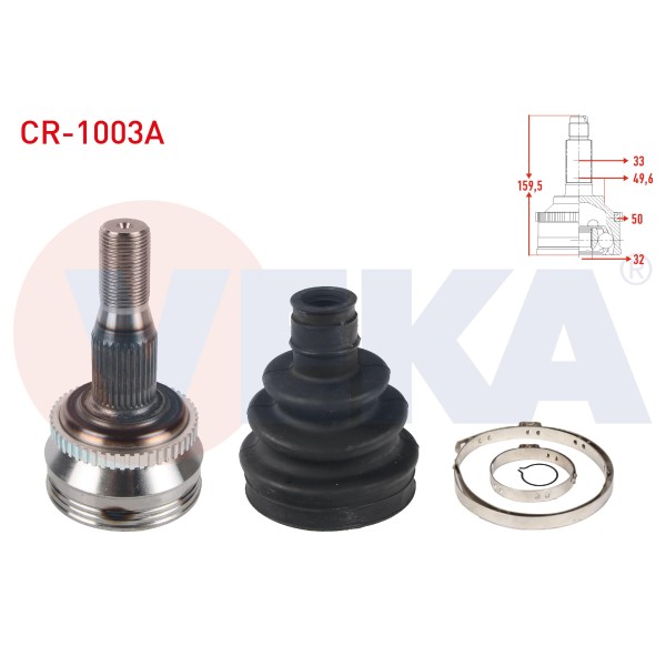 VEKA Aks Kafası - Sol-sag ON Dis, 6 Absli 50 Dis Uzunluk 159, 5mm Chrysler 300 M (LR) 3.5i 1998-2004 - Kod CR-1003A - OEM 4882517AA