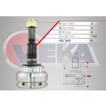 WAGEN Aks Kafası - Sol-sag ON Dis Opel Vectra B 2.0i Absli 29 Dis Uzunluk 170, 8 MM 1995-2003 - Kod CVJ-OP002 - OEM 374176