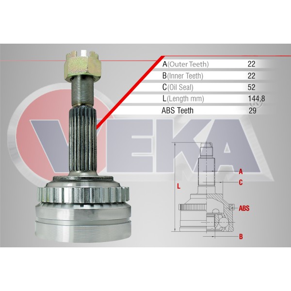 WAGEN Aks Kafası - Sol-sag ON Dis Opel Vectra B 1.6i 16V Absli 29 Dis Uzunluk 144, 8 MM 1995-2003 - Kod CVJ-OP032 - OEM 374213