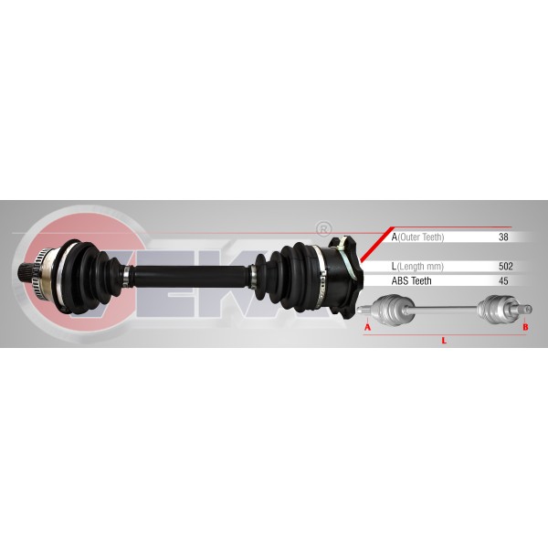 WAGEN Komple Aks Sağ ÖN Volkswagen Passat 1.9 Audi TDI Absli 45 Dis Uzunluk 502mm 1996-2000 - Kod DS-VW021 - OEM 8D0407272AL