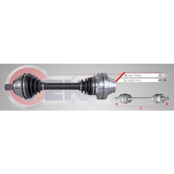 WAGEN Komple Aks Sol- Sag ÖN Volkswagen Amarok 2.0 Audi TDI M-t Uzunluk 465, 96mm 2010 - Kod DS-VW029 - OEM 2H0407271B ürün görseli