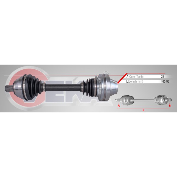 WAGEN Komple Aks Sol- Sag ÖN Volkswagen Amarok 2.0 Audi TDI M-t Uzunluk 465, 96mm 2010 - Kod DS-VW029 - OEM 2H0407271B