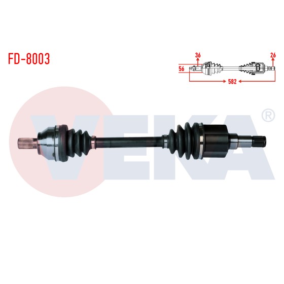 VEKA Komple Aks Sol ON Ford Focus II (DA) 1.6 TDCI Uzunluk 582mm 2004-2011 - Kod FD-8003 - OEM 3M513B437D2AG ürün görseli