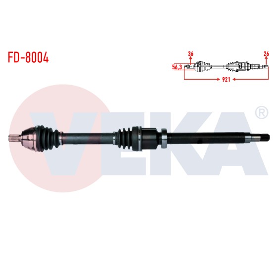 VEKA Komple Aks Sag ON Ford Focus II (DA) 1.6 TDCI Uzunluk 921mm 2004-2011 12 - Kod FD-8004 - OEM 5M513B436SD ürün görseli