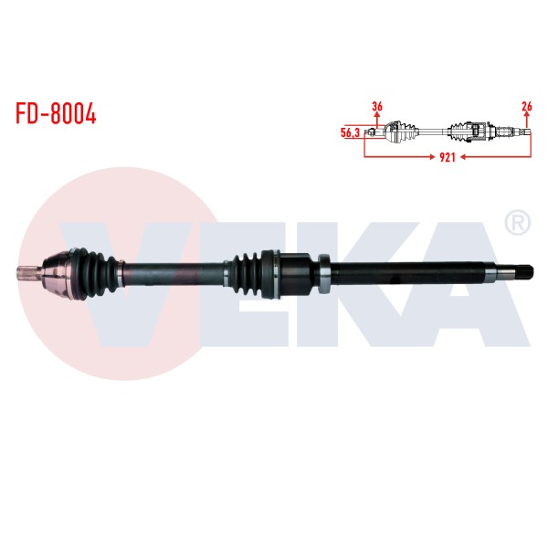 VEKA Komple Aks Sag ON Ford Focus II (DA) 1.6 TDCI Uzunluk 921mm 2004-2011 12 - Kod FD-8004 - OEM 5M513B436SD