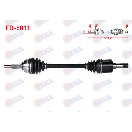 VEKA Komple Aks Sol ON Ford Transit (FA_ _) 2.4 TDCI Absli 48 Dis Uzunluk 798, 5mm 2000-2006 - Kod FD-8011 - OEM RM3C113B437BC ürün görseli