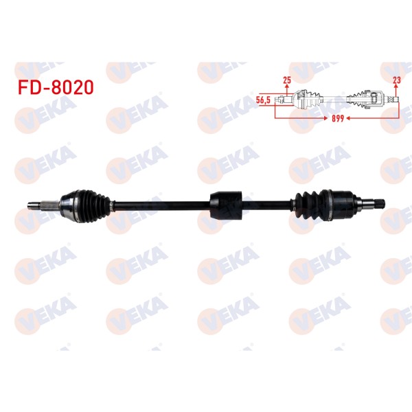 VEKA Komple Aks ON Sag Ford Escort Vii 1.6 16V Uzunluk 899mm 1995-1999 94a - Kod FD-8020 - OEM 5024568