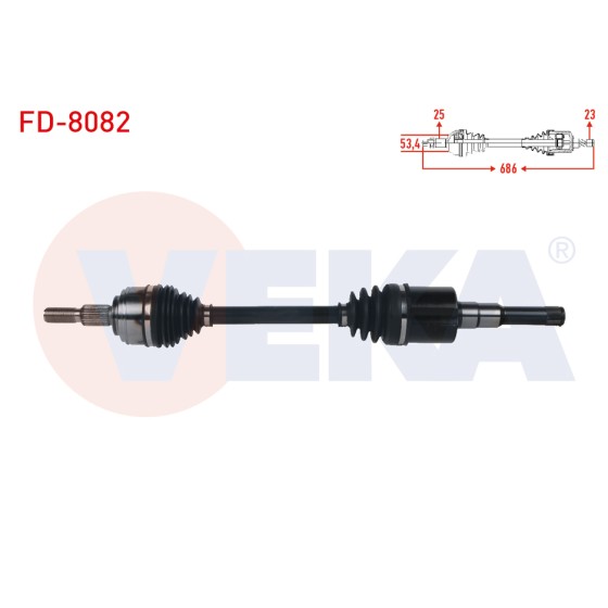 VEKA Komple Aks Sol ON Uzunluk 686mm Ford Focus IV 1.5 TDCI A-t 8 Ileri 2018 - Kod FD-8082 - OEM 2346540 ürün görseli