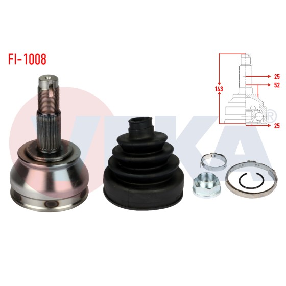 VEKA Aks Kafası - Sol-sag ON Dis Fiat Tempra 2.0i Uzunluk 143, 1 Mm 1992-1999 - Kod FI-1008 - OEM 164001704701 ürün görseli