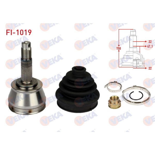 VEKA Aks Kafası - Sol-sag ON Dis Fiat Albea 1.2i Uzunluk 150 Mm 2003-2007 - Kod FI-1019 - OEM 46307406