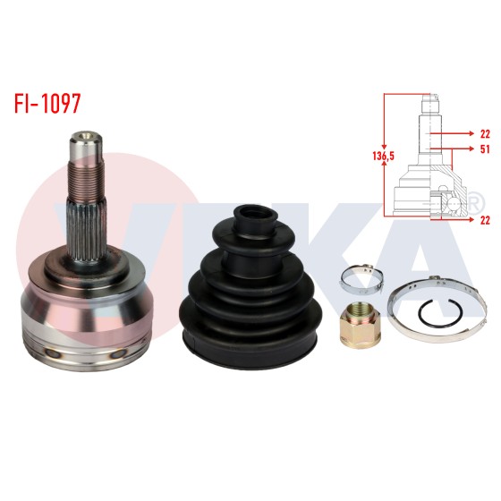 VEKA Aks Kafası - Sol-sag ON Dis Fiat Linea (323) 1.4 Uzunluk 136, 5 Mm 2007 - Kod FI-1097 - OEM 3273.SZ ürün görseli