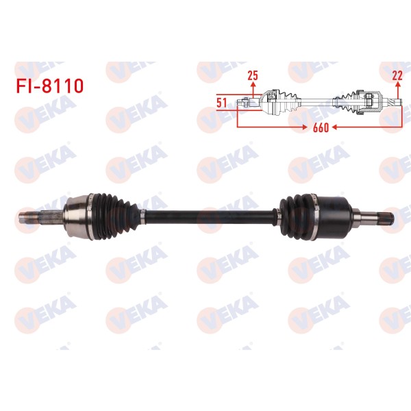VEKA Komple Aks Sol ON Uzunluk 660mm Fiat 500l 1.4 MT- 2012 - Kod FI-8110 - OEM 51929168