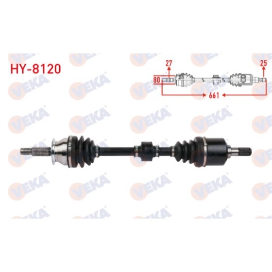 VEKA Komple Aks Sol ON Uzunluk 661mm Hyundai Sonata IV 2.0 16V 1998-2004 - Kod HY-8120 - OEM 4950038312 ürün görseli