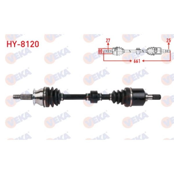 VEKA Komple Aks Sol ON Uzunluk 661mm Hyundai Sonata IV 2.0 16V 1998-2004 - Kod HY-8120 - OEM 4950038312
