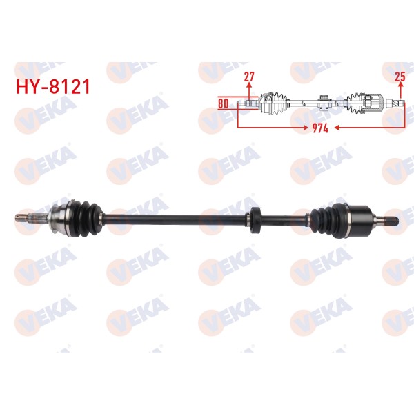 Teknorot Komple Aks Sag ON Uzunluk 974mm Hyundai Sonata IV 2.0 16V 1998-2004 - Kod HY-8121 - OEM 4950038362