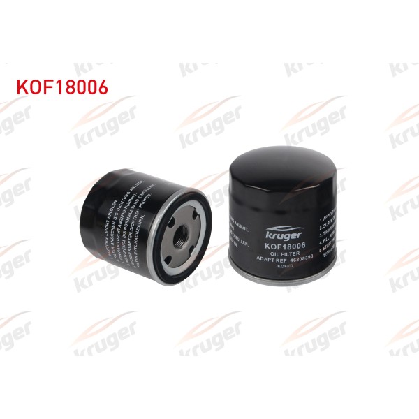 KRUGER Yag Filtre Fiat Doblo - Fiat Palio - Fiat Bravo - Fiat Brava -Fiat Stilo 1.2 - 1.6 - 1.9 - Kod KOF18006