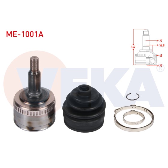 VEKA Aks Kafası - Sol-sag ON Dis Absli 48 Dis, 8 Uzunluk 162mm Mercedes-benz Vito (638) 108 - 110 - 113 - 114 CDI 1997-2003 - Kod ME-1001A - OEM 0003300036 ürün görseli