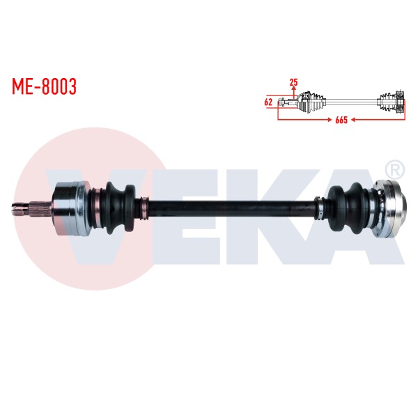 VEKA Komple Aks Sol-sag Arka Mercedes-benz E Serisi (W124) E 200 D Uzunluk 665mm 1993-1995 - Kod ME-8003 - OEM 1243502910