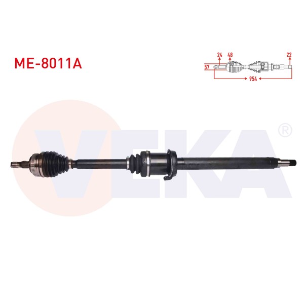 VEKA Komple Aks Sag ON Absli 48 Dis Uzunluk 954 Mm Mercedes-benz A Serisi (W168) A 160 A-t / M-t 1997-2004 / Mercedes-benz Vaneo (414) 1.7 CDI M-t 2002-2005 - Kod ME-8011A - OEM