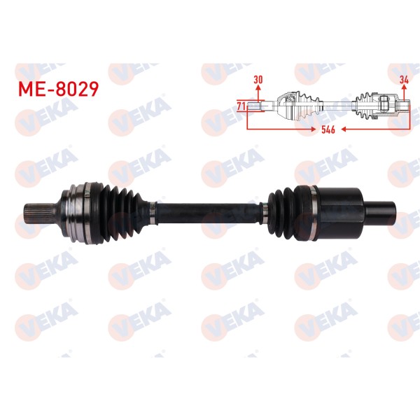 VEKA Komple Aks Sol ON Uzunluk 546mm Mercedes-benz S Serisi (W221) S320 S350 4-matic 2005-2013 / E Serisi (W212) E 63 Amg 4-matic 2013-2016 / Cls (C218) Amg 4-m - Kod ME-8029 - OEM A2183301300