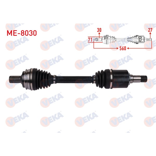 VEKA Komple Aks Sag ON Uzunluk 560mm Mercedes-benz S Serisi (W221) S320 S350 4-matic 2005-2013 / E Serisi (W212) E 63 Amg 4-matic 2013-2016 / Cls (C218) Amg 4-m - Kod ME-8030 - OEM A2183301400