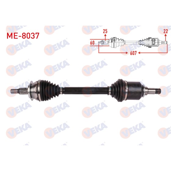 VEKA Komple Aks Sol ON Uzunluk 607mm Mercedes-benz A Serisi (W169) M-t 2004-2012 / B Serisi (W245) M-t 2005-2011 - Kod ME-8037 - OEM 1693603972 ürün görseli