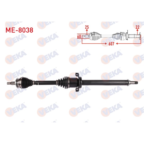 VEKA Komple Aks Sag ON Uzunluk 976mm Mercedes-benz A Serisi (W169) M-t 2004-2012 / B Serisi (W245) M-t 2005-2011 - Kod ME-8038 - OEM 1693608272 ürün görseli