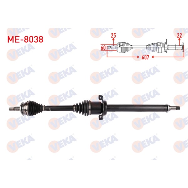 VEKA Komple Aks Sag ON Uzunluk 976mm Mercedes-benz A Serisi (W169) M-t 2004-2012 / B Serisi (W245) M-t 2005-2011 - Kod ME-8038 - OEM 1693608272